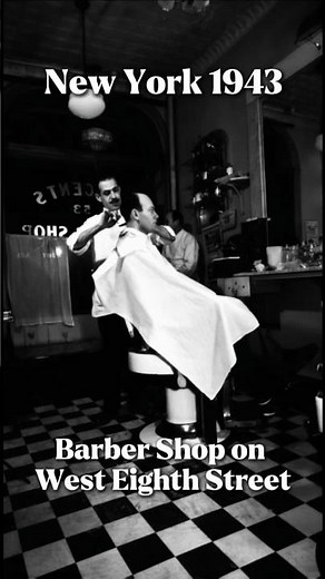 Vincent’s Barber Shop, New York 1943 — Colorized Archival Photo