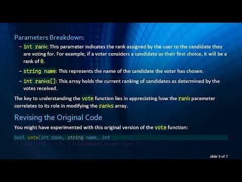 Understanding the vote Function in Tideman Algorithm of CS50