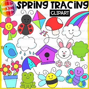 Spring Tracing Clipart - Spring Clipart for Tracing Activities