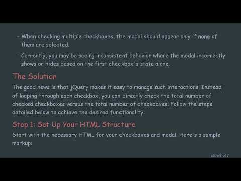 How to Hide a Modal in jQuery Based on Checkbox Selection