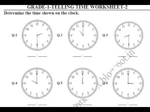 Grade 1 Telling Time printable worksheets