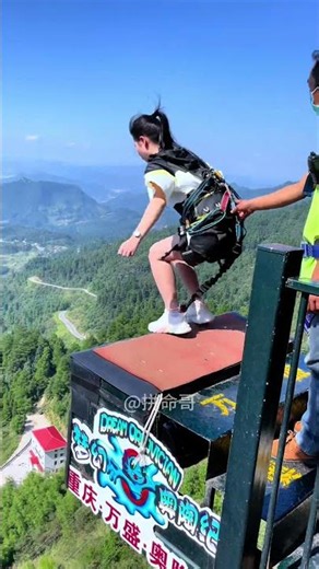 Taking a leap of faith off this terrifying towering cliff+:Asmr Bungee Jumping