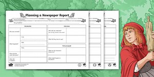 Planning a Newspaper Report Differentiated Worksheets