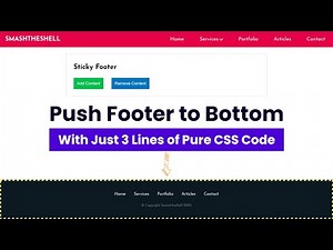 Sticky Footer with CSS | Push Footer at the Bottom of Page HTML & CSS 😍👍👌