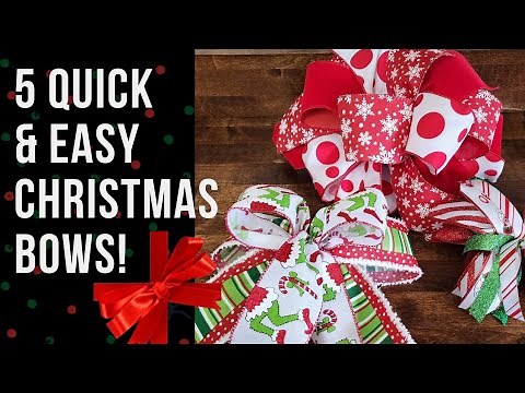 TOP 5 DIY CHRISTMAS BOWS | QUICK & EASY STEP BY STEP BOW TUTORIAL FOR BEGINNERS
