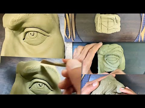 Sculpting open eyes in clay - Human body parts modeling with few easy techniques (for beginners)