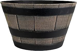The HC Companies Whiskey Barrel Planter - Faux Wooden Finish Flower Planter Pot - Decorative Garden Pots - Indoor & Outdoor Resin Planters - Weather-Resistant Planting Pots (20" Dark Oak)