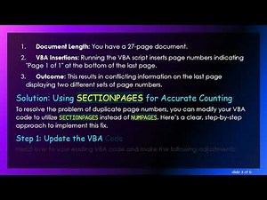 How to Fix Duplicate Page Numbers in Word with VBA