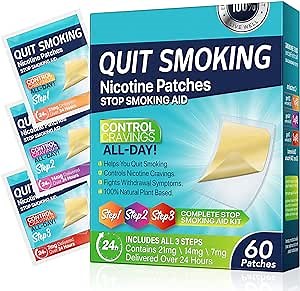3 in 1 Stop Smoking Aid Patches, Steps 1 Through 3 to Quit Smoking, 21, 14, 7mg Patches with 8 Week Behavior Support Program