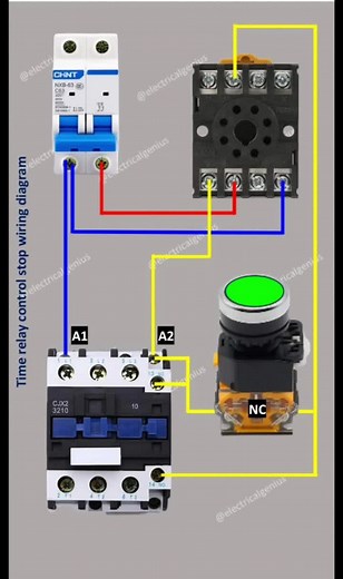 time rely stope wiring circuit diagram | timer relay circuit | relay wiring | 8 pin relay | #foryoupage #foryou #electrician #electrical