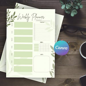 Editable Weekly Planner Template: Printable Productivity Organizer, Digital Download - Etsy