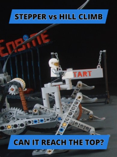 BNG-2088-HillClimb_StepMasterCruiser-TXTMost LEGO vehicles rely on wheels or tracks, but this stepper uses a completely different approach. Can this unusual walking mechanism climb a loose hill and reach the summit, or will gravity win this challenge? #LEGOTechnic #HillClimb #LEGOMOC #MechanicalEngineering