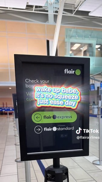 let’s fly, bestie (legal wants me to add this: Starting December 3, 2025, when you buy a carry-on, your carry-on and personal item will not be proactively sized unless assessed to be too big to fit in the overhead bin or under your seat.) #flairairlines #flairexpress #canada #travel #plane