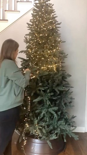 This is the easiest way to add lights to your Christmas tree! 1. Decide how many strands of lights you are putting on your tree. 2. Visually divide your tree into the same amount of triangular sections. 3. Start with the end of your light strand and attach it to the top of the tree. 4. Run your light strand down one side of the tree from top to bottom in a zig zag. 5. Don’t forget to also go in and out of the branches with the lights. 6. End your light strand at the bottom of the tree with the p