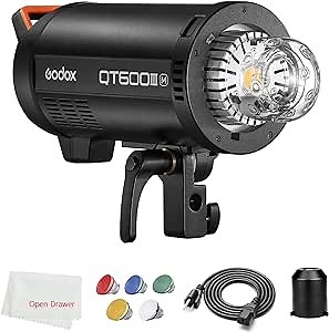 Godox QT600IIIM Quicker Studio Flash,600WS 1/8000s High Speed Sync Flash Strobe Light, Built in 2.4G Wirless System, 0.01~0.9 Quick Recycling, Bowens Mount for Studio Portrait Photography
