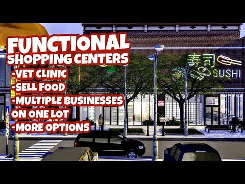 FUNCTIONAL SHOPPING CENTER - MULTIPLE BUSINESS ON ONE LOT | THE SIMS 4