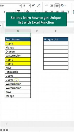 Extract Unique List Using Excel UNIQUE Function