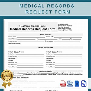 Medical Records Request Form Template, Printable Healthcare Medical Records Release Form, Editable for Healthcare Providers - Etsy