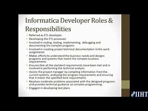 004 Roles and Responsibilities of Informatica Developer