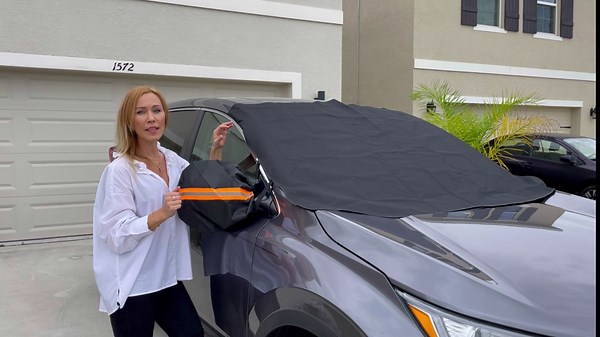 Windshield Cover for Ice and Snow, Car Windshield Snow Cover with Magnetic Edges, Windshield Frost Cover Ice Removal Wiper Protector with Side Mirror Covers, Fit Most Car