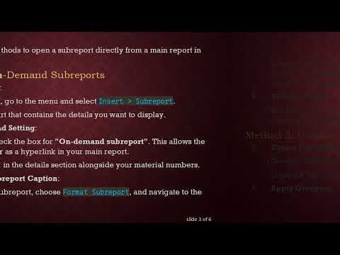 How to Open a Subreport in Crystal Reports by Clicking on a Database Field