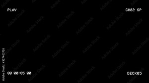 VHS background for vintage video effect. Play, forward, rewind, stop scene. VCR old videotape elements on transparent alpha channel. 4k with transparency. Stock Video