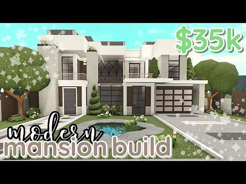 35k MODERN MANSION | bloxburg house build *WITH VOICE*
