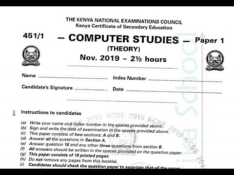 KCSE computer studies paper Revision Part 2