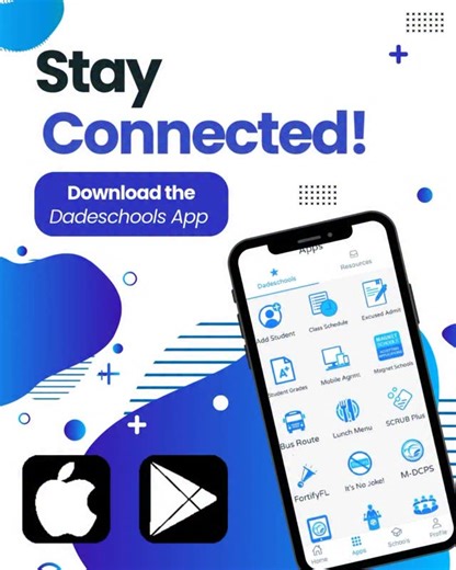 Miami-Dade Schools on Instagram: "The @miamischools mobile app helps parents stay connected. Get updates and access resources anytime. Available on the App Store and Google Play. Download now! #NationalAppDay"