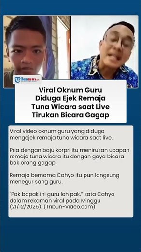 Viral Video Oknum Guru Diduga Hina Remaja Tuna Wicara, Jawab Korban dengan Bicara Gagap & Ketawa