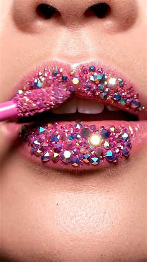 ASMR Applying Crystal Fire Prism Lipstick 🔥💎🌈 | Rainbow Shimmer Lip Transformation