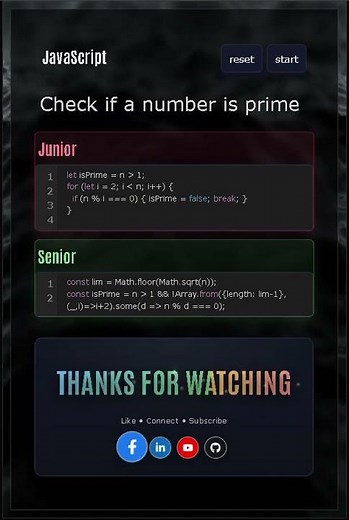 Junior vs Senior JavaScript: Prime Number