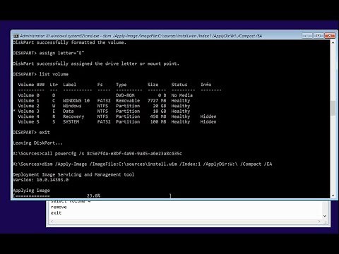 Install Windows 10 UEFI by Command Prompt from USB