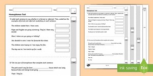 Homophones Mini Test