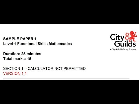 Functional Skills Maths L1 Sample Paper 1 City & Guilds (Complete)