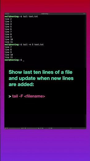 Using the tail command to read files | Linux for Beginners #shorts
