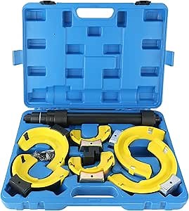 Macpherson Strut Spring Compressor Kit, Spring Compressor Tool Macpherson Interchangeable Fork Strut Coil Extractor Tool Set with Safety Guard and Carrying Case