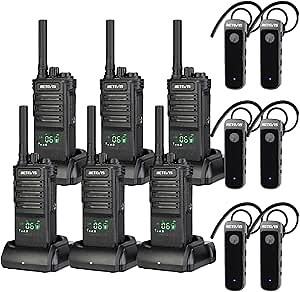 Retevis RB89 2 Way Radio Long Range,Heavy Duty Walkie Talkie Wireless,High Power,700,000 sq.ft/50 Floor,with Earpiece,GMRS, 2600mAh,Professional Two Way Radios for Construction,Hotels,Business(6Pack)