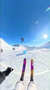 Amateur Follows Pro Skier...