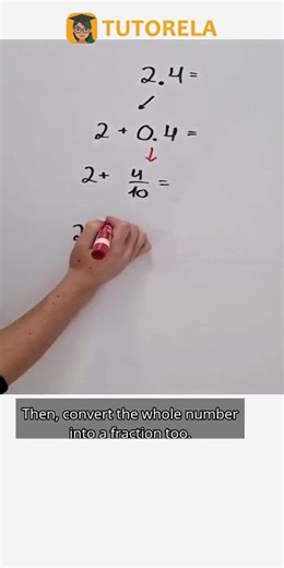 Convert 2.4 to a Mixed Number Step-by-Step #Math #DecimalFractions-Basic