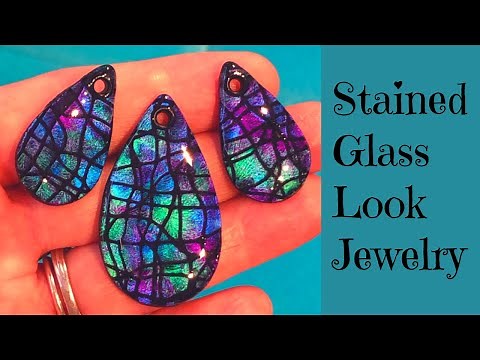 Stained Glass Look Effect Jewelry Easy Polymer Clay Pendant and Earrings Tutorial