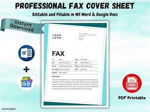 Professional Fax Cover Sheet Template: Editable Word & PDF (digital Download) - Etsy Canada