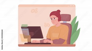 Animated isolated study C plus plus. Difficult programming language. Loop flat 2D character HD video footage with alpha channel. Colorful animation on transparent background for website, social media Stock Video