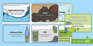 Renewable and Non-Renewable Energy Sorting Cards