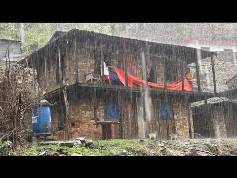Real Nepali Mountain Village Life During the Heavy Rain | Most Peaceful And Relaxing Village Life |