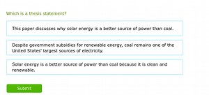 Which is a thesis statement?This paper discusses why solar en... | Filo