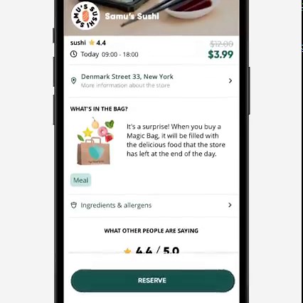 5.6K views · 42 reactions | Search for restaurants nearby looking to sell their remaining food right before closing time with Too Good to Go. You get a cheap snack while helping them cut down on food waste: apple.co/toogoodtogo | App Store | Facebook