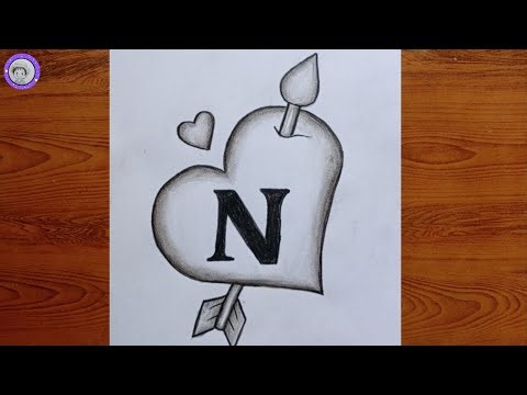Easy N Name Art | Heart & Arrow Drawing for Beginners Easy Tutorail for beginners