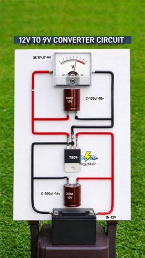 12V to 9V Voltage Converter Using 7809 IC | Simple DIY Electronics Circuit