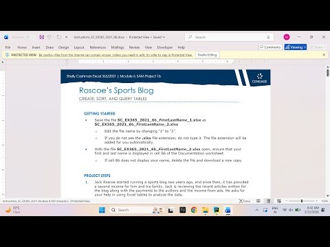 Shelly Cashman Excel 365/2021 | Module 6: SAM Project 1b Roscoe’s Sports Blog